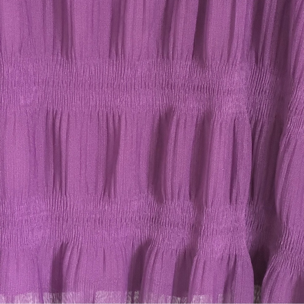 Chadwicks Womens Purple Mesh Overlay 3D Textured Smocked Top Sz S Corpcore Chic - Picture 3 of 11